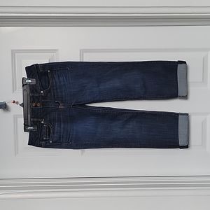 American Eagle artist crop stretch dark blue jeans, size 0